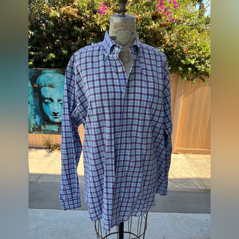 Vineyard Vines Purple and Green Murray Shirt Button Down 100% cotton men’s XL